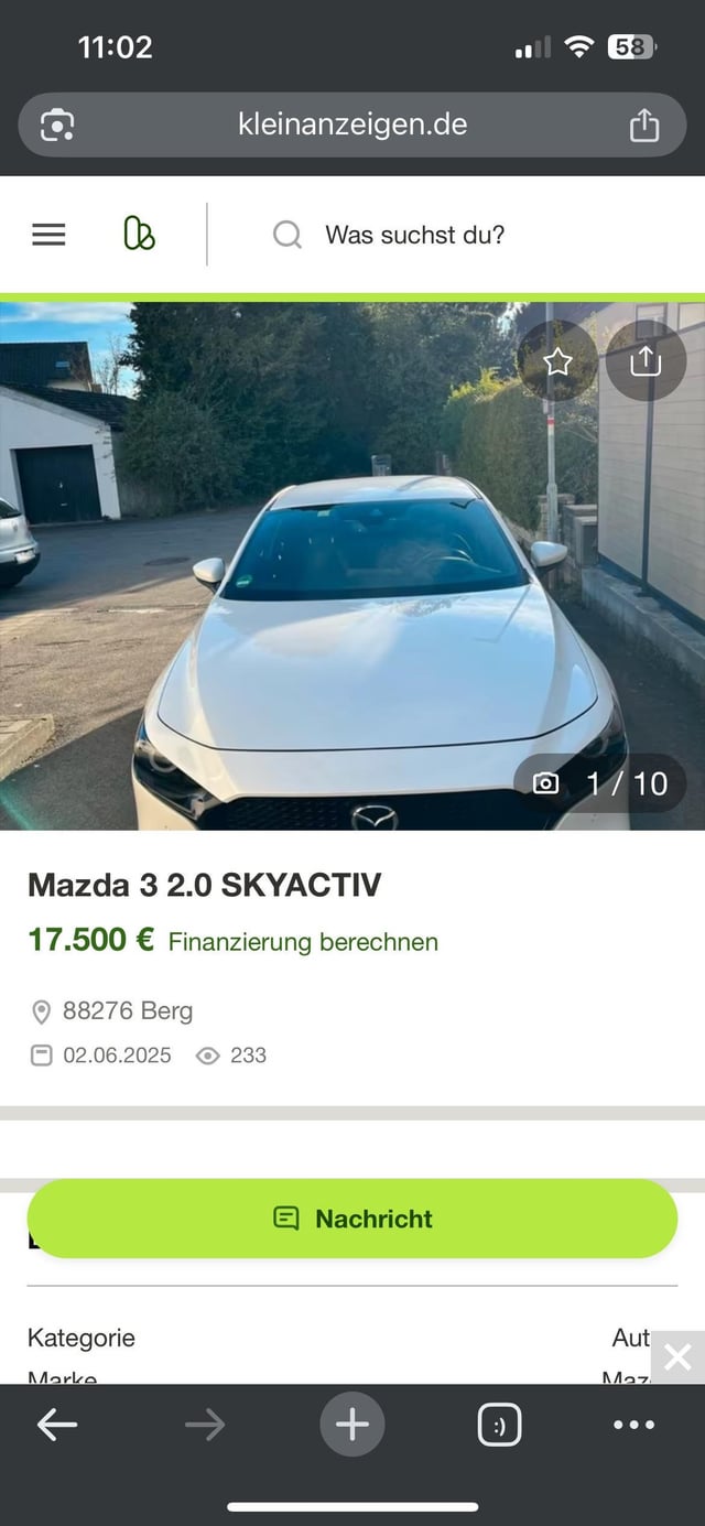 Mazda 3 Gebrauchtwagen Preis?